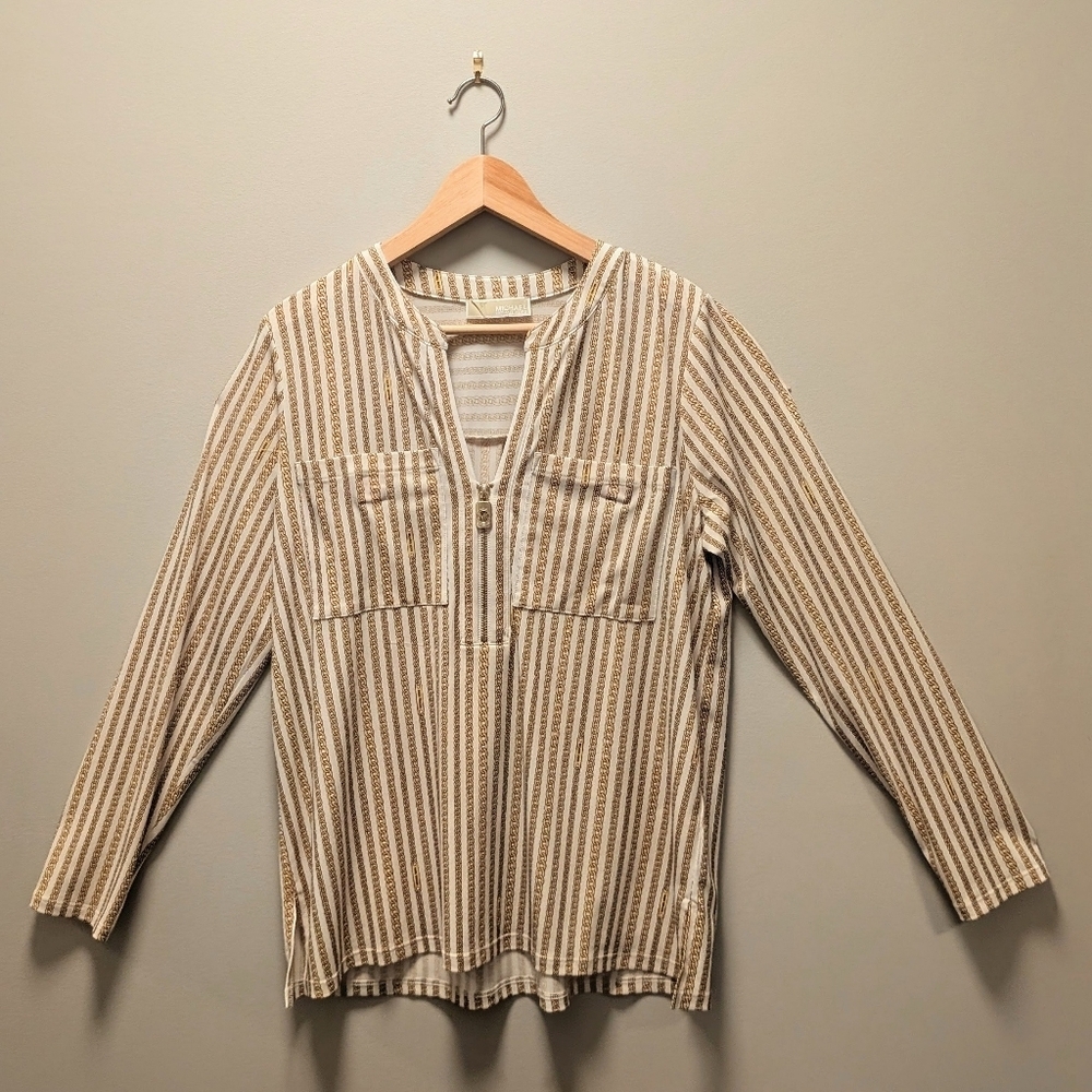 Michael Kors Chain Print Long Sleeve Blouse - Picture 2 of 13